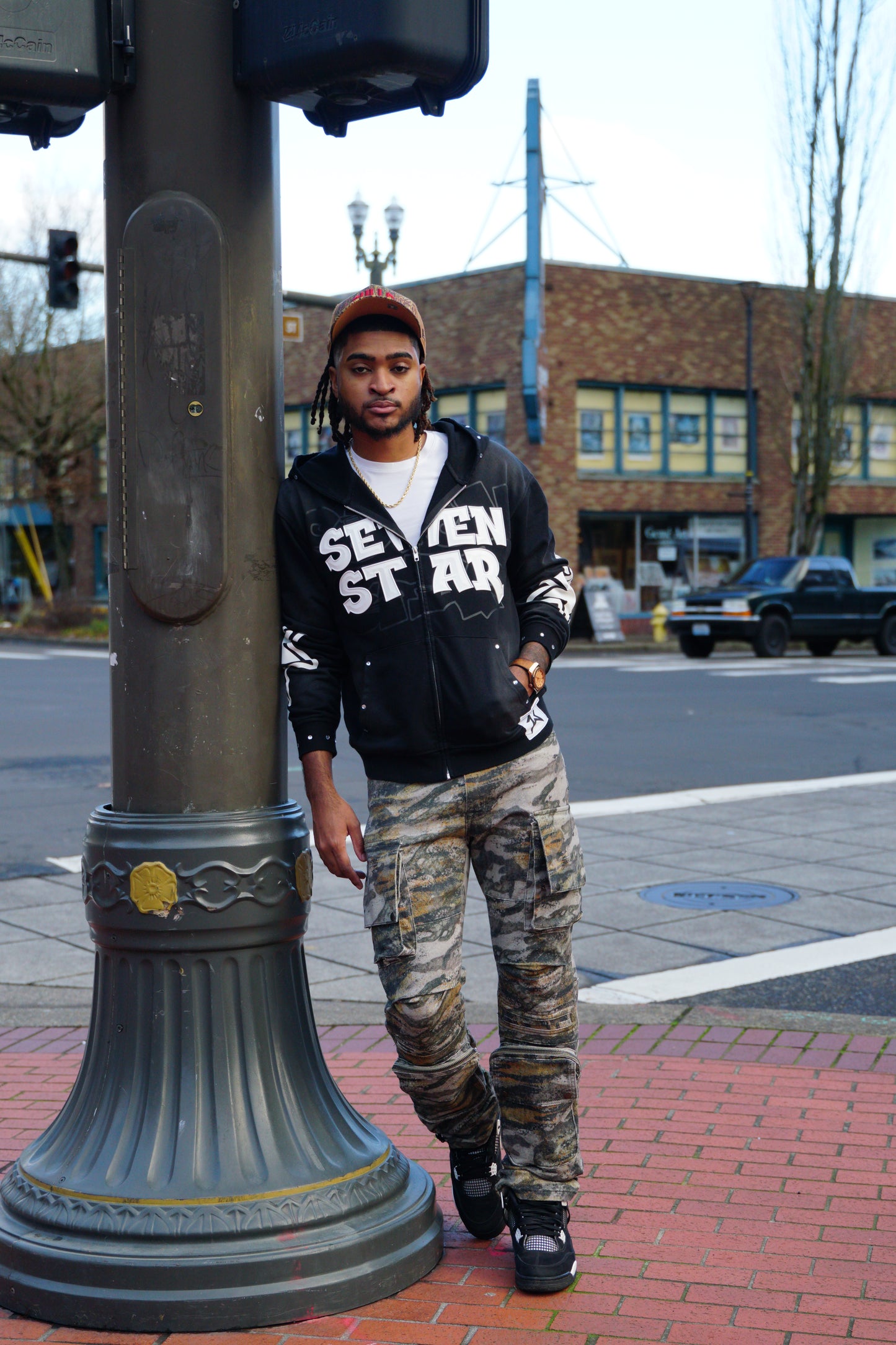 Black "Pleiades" Zip-Up Hoodie