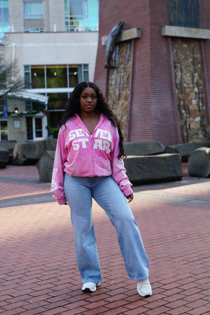 Pink "Pleiades" Zip-Up Hoodie